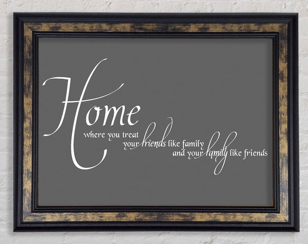 Family Quote Home Family Friends Grey Framed Print