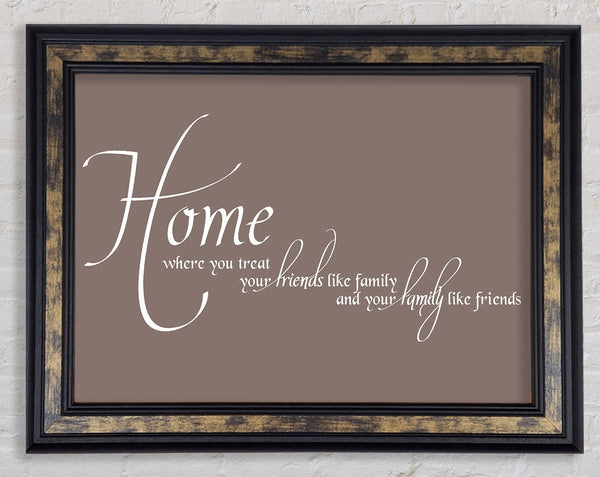 Family Quote Home Family Friends Beige Framed Print