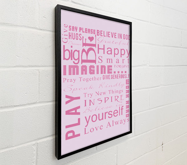 Home Quote Family Rules Be Happy Love Always Pink
