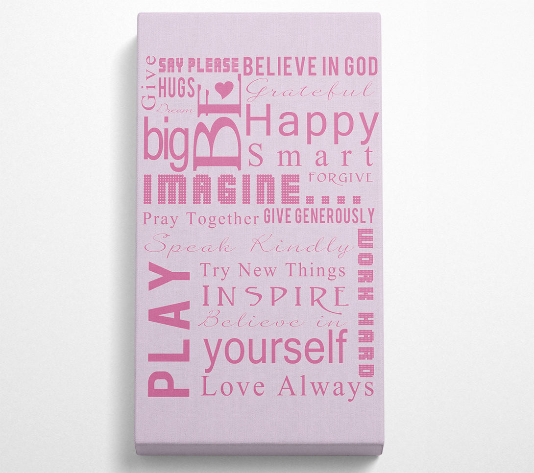  A Canvas Print of Home Quote Family Rules Be Happy Love Always Pink Canvas Art