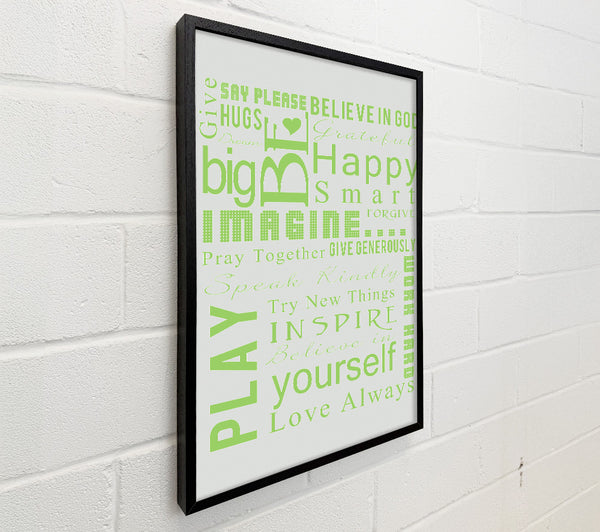 Home Quote Family Rules Be Happy Love Always Lime Green