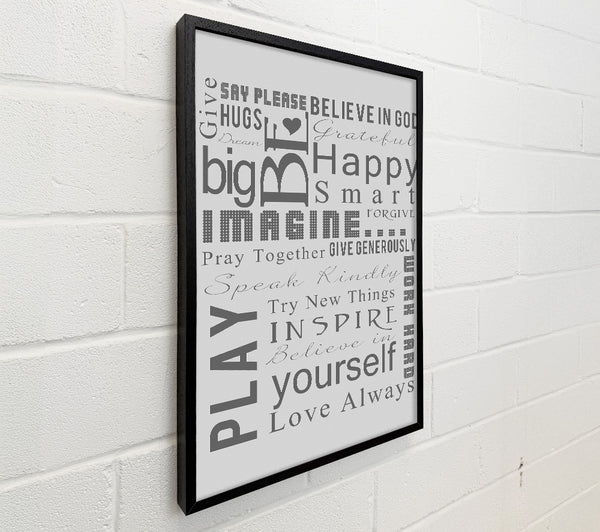 Home Quote Family Rules Be Happy Love Always Grey