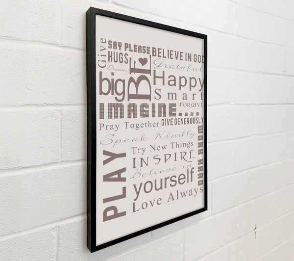 Home Quote Family Rules Be Happy Love Always Beige