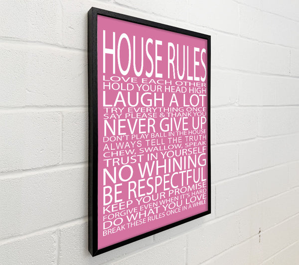 Family Quote House Rules Love Each Other Pink