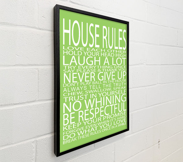 Family Quote House Rules Love Each Other Lime Green