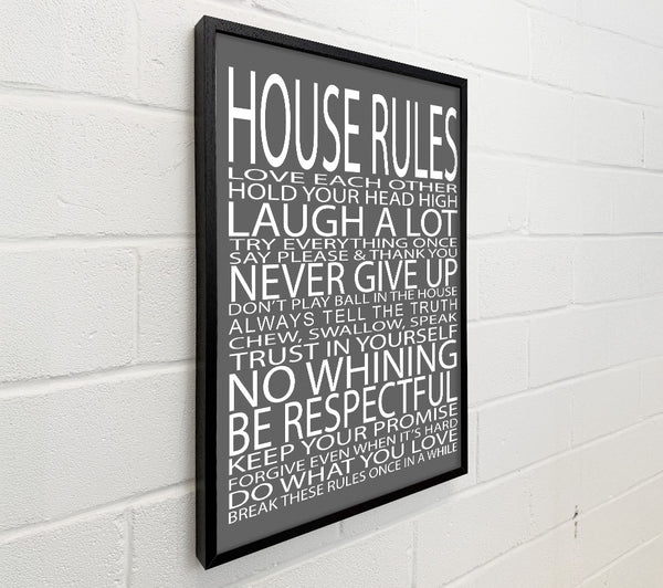 Family Quote House Rules Love Each Other Grey