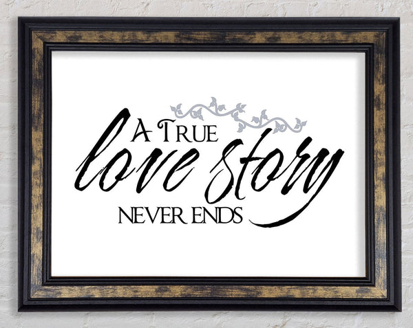 Love Quote A True Love Story Never Ends Framed Print