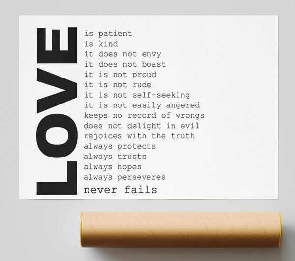 Love Quote Love Never Fails Giclee Print