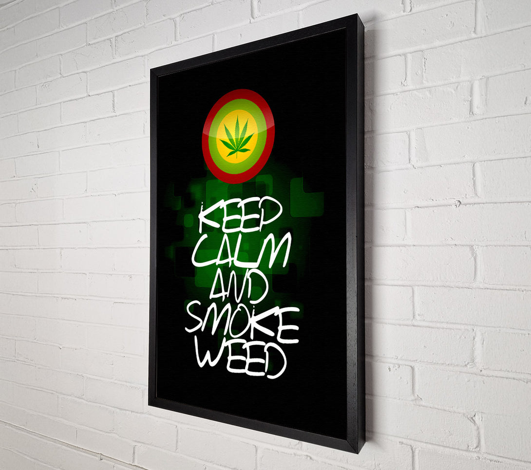  A Canvas Print of Keep Calm Weed Black Canvas Wall Art