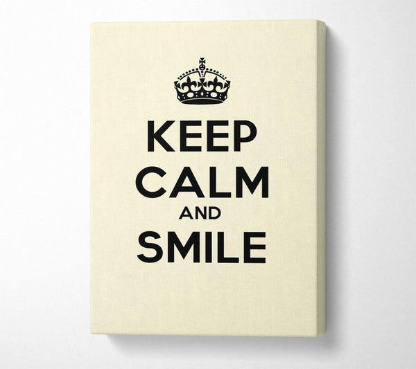  A Canvas Print of Keep Calm Smile Cream Canvas Art