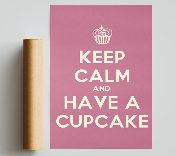 Kitchen Quote Keep Calm Cupcake Pink Giclee Print