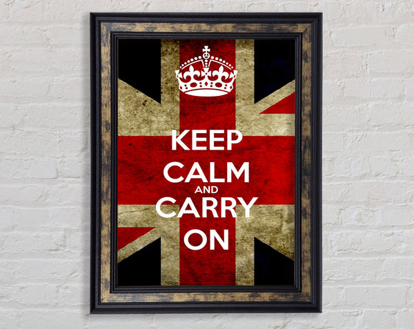 Keep Calm And Carry On Flag Framed Print