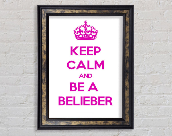 Music Quote Keep Calm Justin Bieber Framed Print