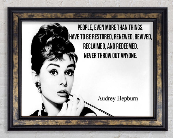 Movie Quote Audrey Hepburn Never Throw Out Framed Print