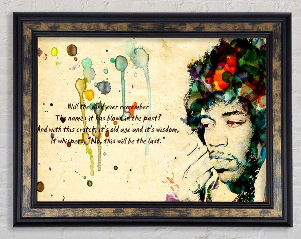 Music Quote Jimi Hendrix The Wind Framed Print