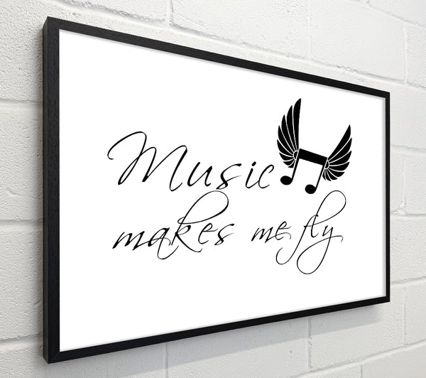 Boys room Quote Music Makes Me Fly White