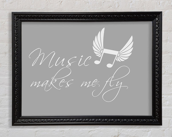 Jungenzimmer Zitat Music Makes Me Fly Grau Weiß