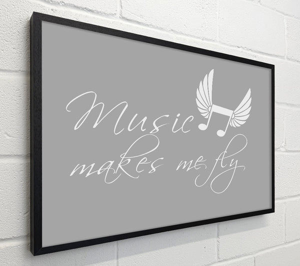 Boys room Quote Music Makes Me Fly Grey White