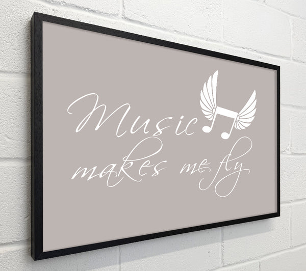 Boys room Quote Music Makes Me Fly Beige