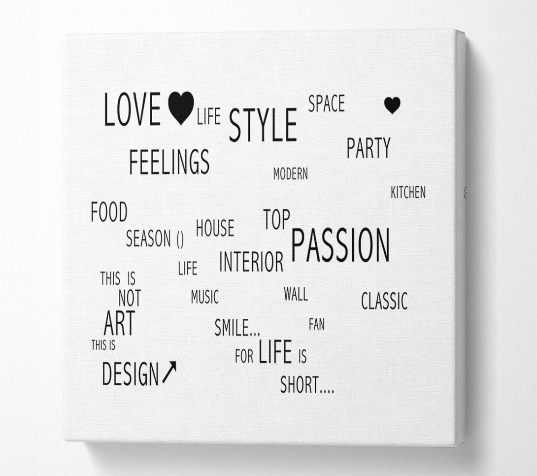  A Canvas Print of Love Quote Love Life White Canvas Art