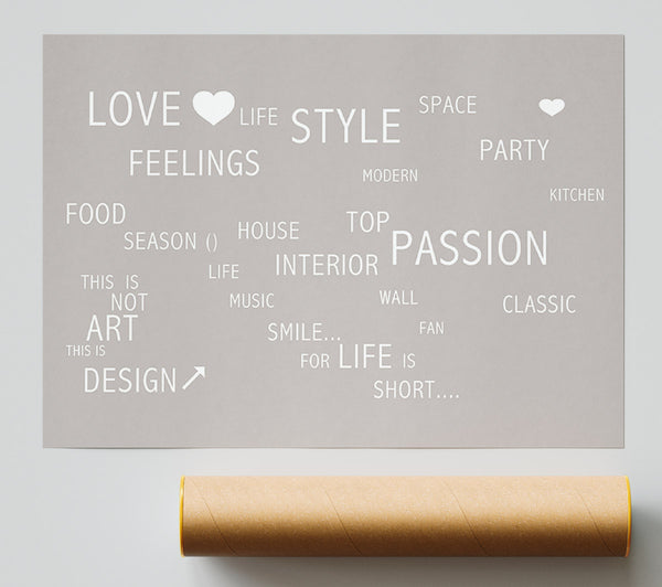 Love Quote Love Life Beige Giclee Print
