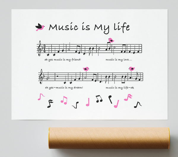 Music Is My Life White Poster