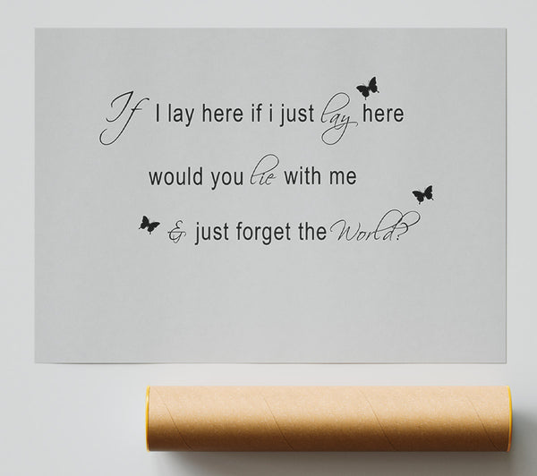 Music Quote If I Lay Here Snow Patrol 2 Grey Giclee Print