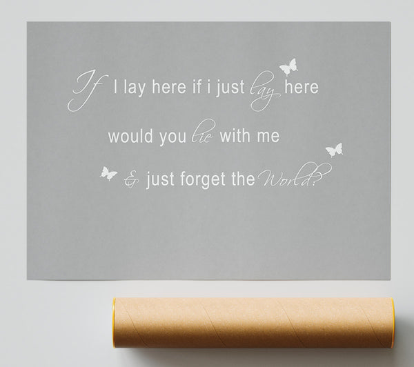 Music Quote If I Lay Here Snow Patrol 2 Grey White Print