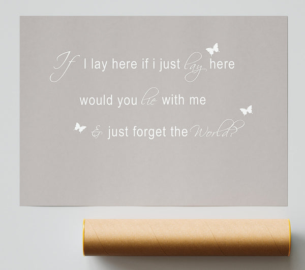 Music Quote If I Lay Here Snow Patrol 2 Beige Poster