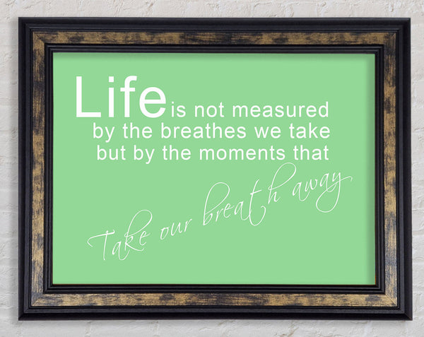 Life Is Not Measured Green Framed Print