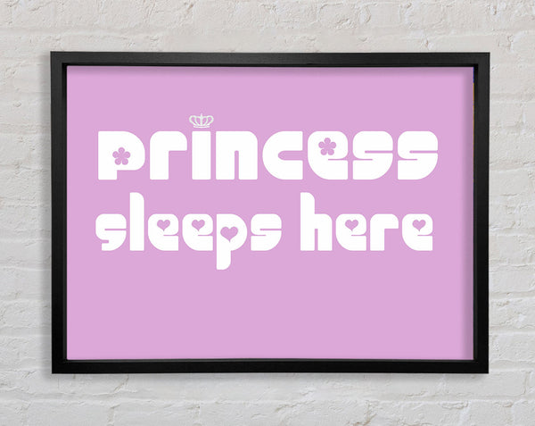 Nursery Quote Princess sleeps 2 Pink Framed Print