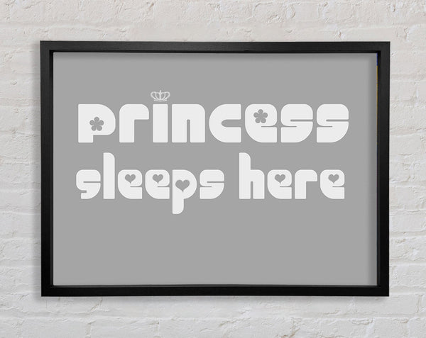 Princess sleeps 2 Grey White Framed Print