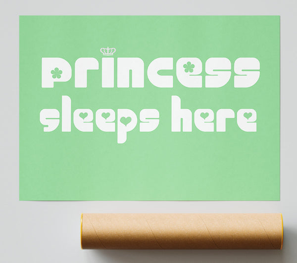 Nursery Quote Princess Sleeps 2 Green Print