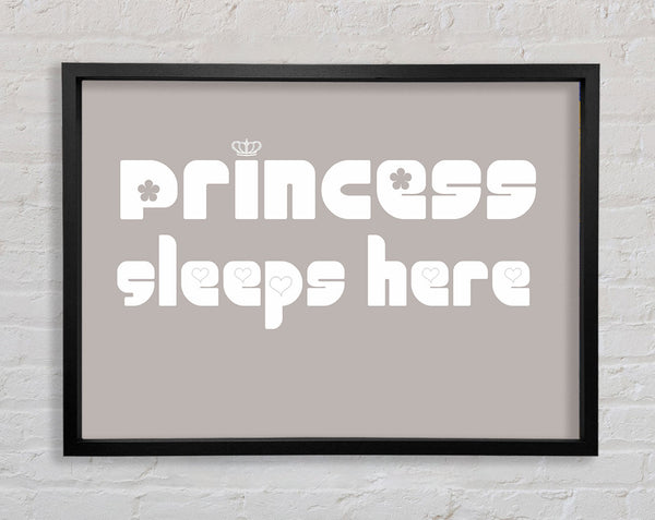 Princesss Sleeps Here 2 Beige Framed Print