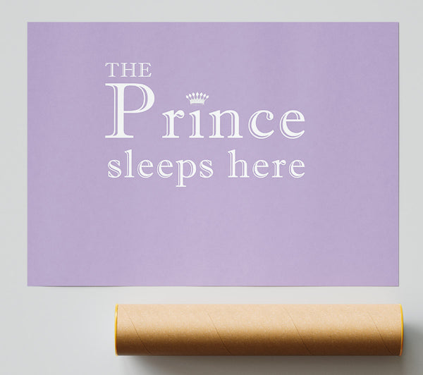 Nursery Quote The Prince Sleeps Here Lilac Poster