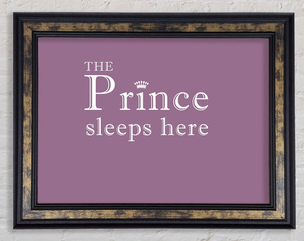Boys room Quote The Prince Sleeps Here Dusty Pink Framed Print
