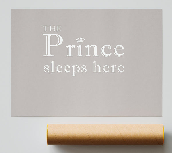 Boys Room Quote The Prince Sleeps Here Beige Giclee Print