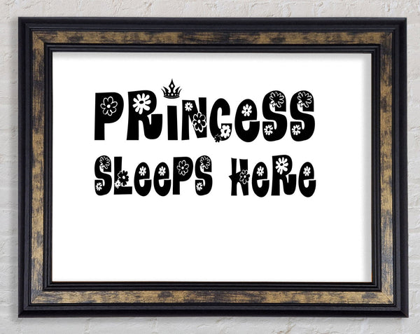Princesss Sleeps Here White Framed Print