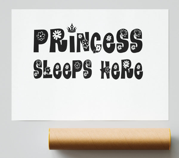 Princesss Sleeps Here White Poster