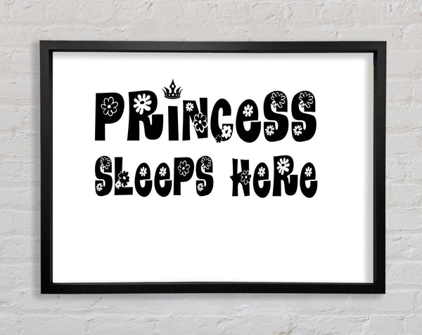 Princesss Sleeps Here White Framed Print