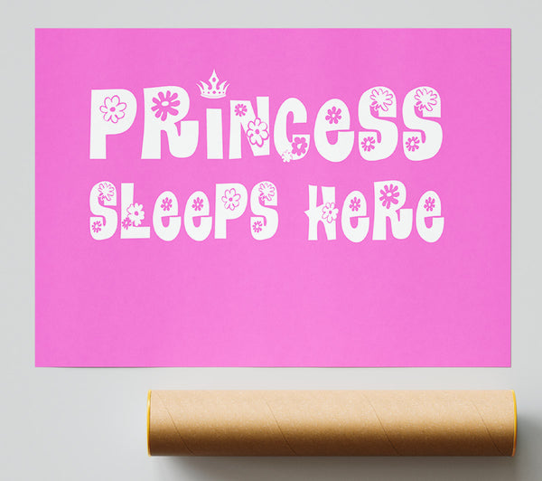 Nursery Quote Princesss Sleeps Here Vivid Pink Print