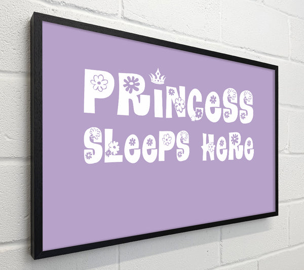 Nursery Quote Princesss Sleeps Here Lilac