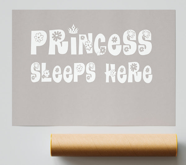 Princesss Sleeps Here Beige Poster