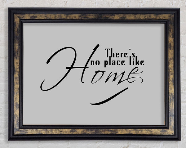Home Quote Theres No Place Like Home Grey Framed Print