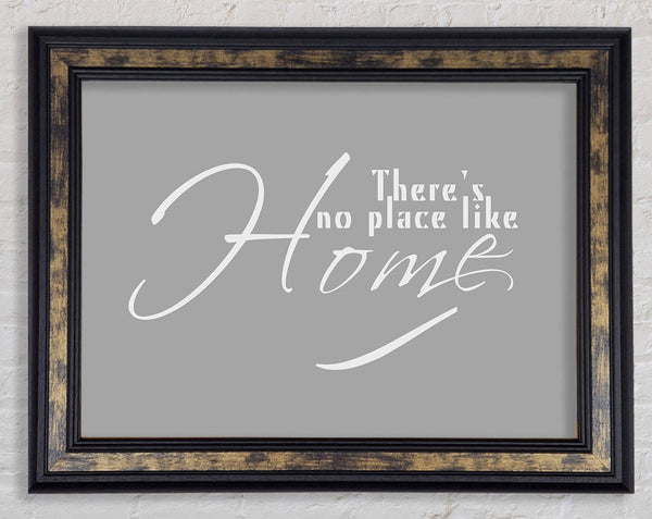 Home Quote Theres No Place Like Home Grey White Framed Print