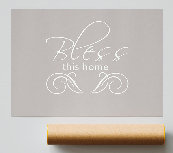 Home Quote Bless This Home Beige Giclee Print