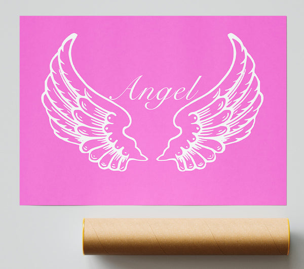 Nursery Quote Angel Wings Vivid Pink Print