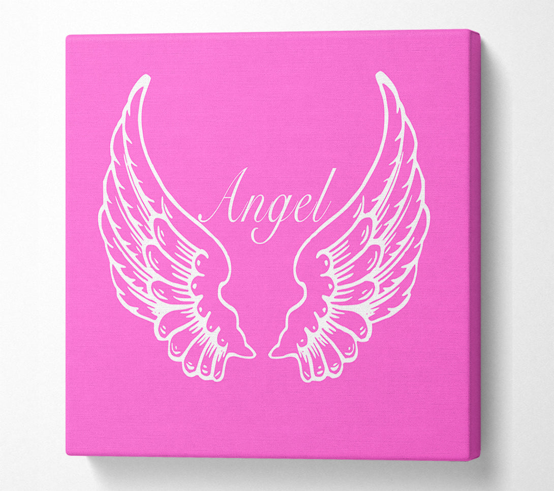  A Canvas Print of Nursery Quote Angel Wings Vivid Pink Canvas Print