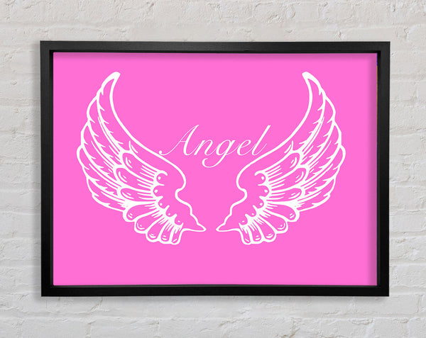 Nursery Quote Angel Wings Vivid Pink Framed Print