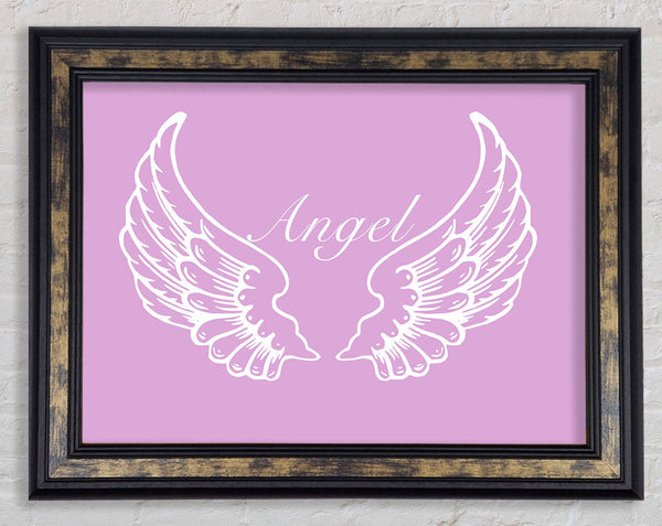 Nursery Quote Angel Wings Pink Framed Print